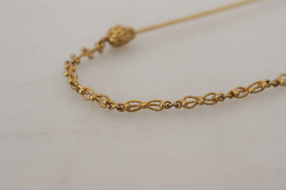 Gold-Ton Messing Herz DG Logo Kette Pin Brosche