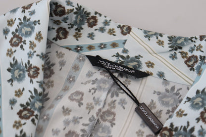 Blauer geblümter Bademantel aus Baumwolle Jacke