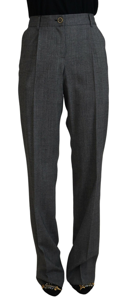 Graue Hose mit hoher Taille aus Wolle