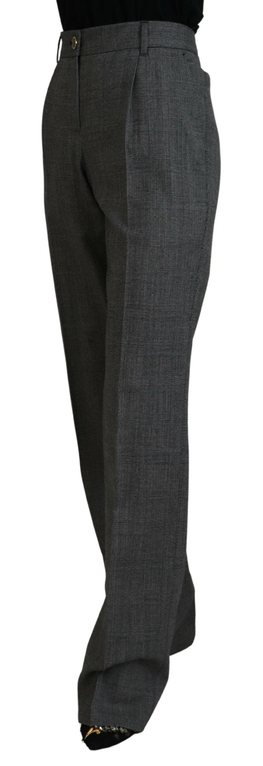 Graue Hose mit hoher Taille aus Wolle