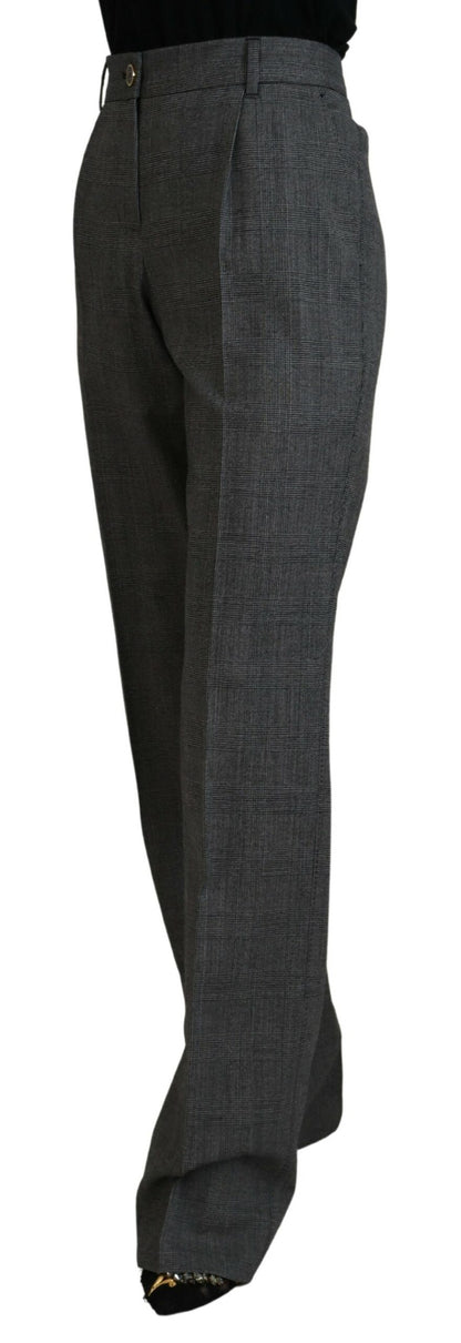 Graue Hose mit hoher Taille aus Wolle