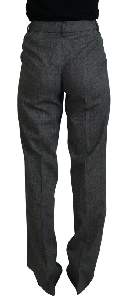 Graue Hose mit hoher Taille aus Wolle