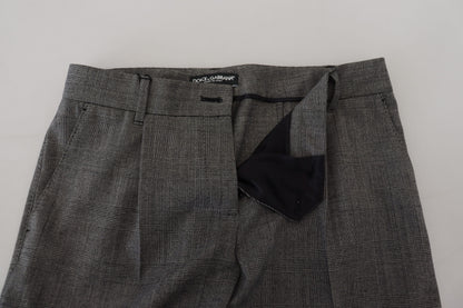Graue Hose mit hoher Taille aus Wolle
