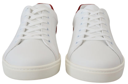 Weiß Rot Leder Low Top Herren Schuhe Turnschuhe
