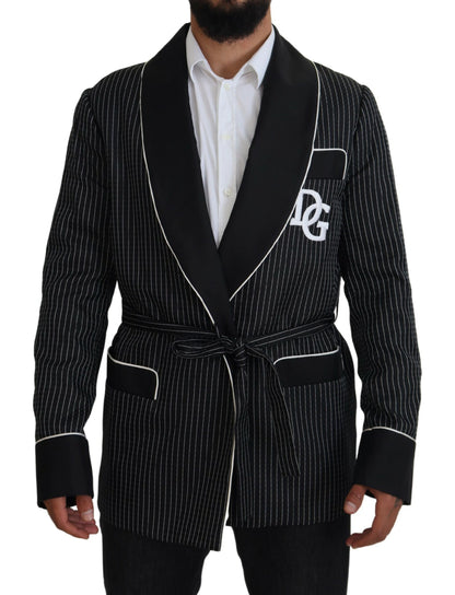 Schwarze Robe Gestreifte DG Patch Jacke Männer Blazer