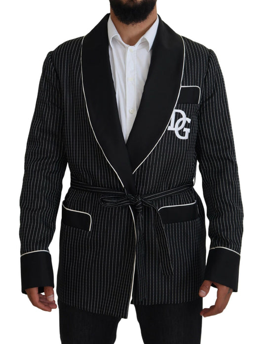 Schwarze Robe Gestreifte DG Patch Jacke Männer Blazer