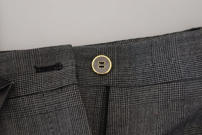Graue Hose mit hoher Taille aus Wolle