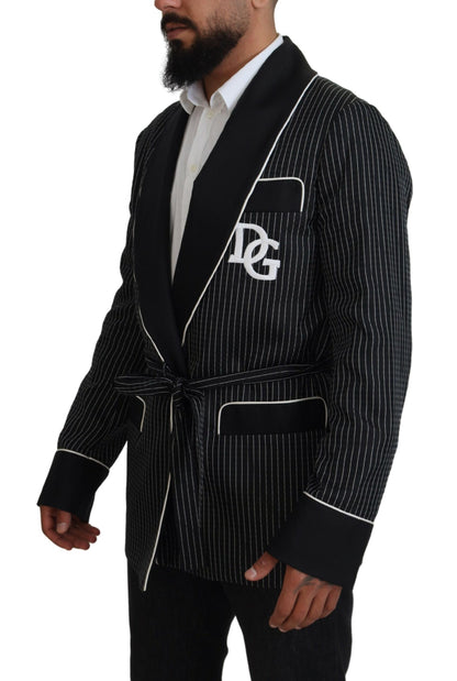 Schwarze Robe Gestreifte DG Patch Jacke Männer Blazer