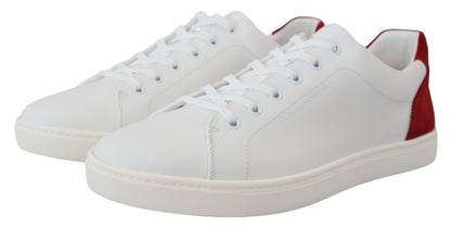 Weiß Rot Leder Low Top Herren Schuhe Turnschuhe
