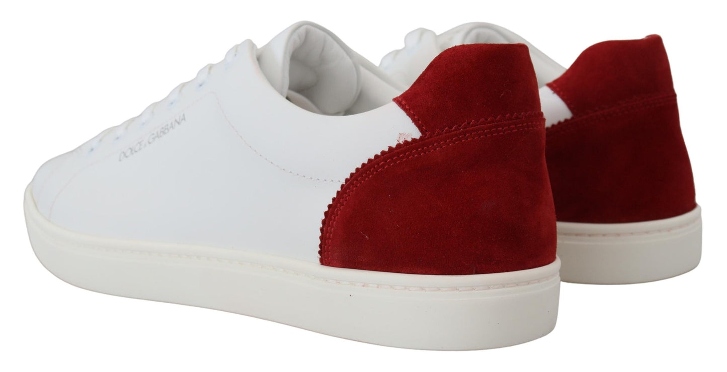 Weiß Rot Leder Low Top Herren Schuhe Turnschuhe