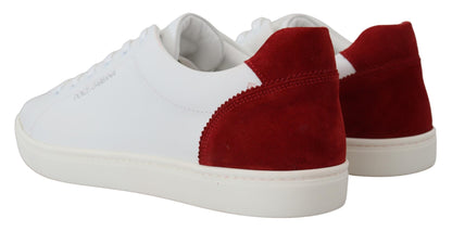 Weiß Rot Leder Low Top Herren Schuhe Turnschuhe