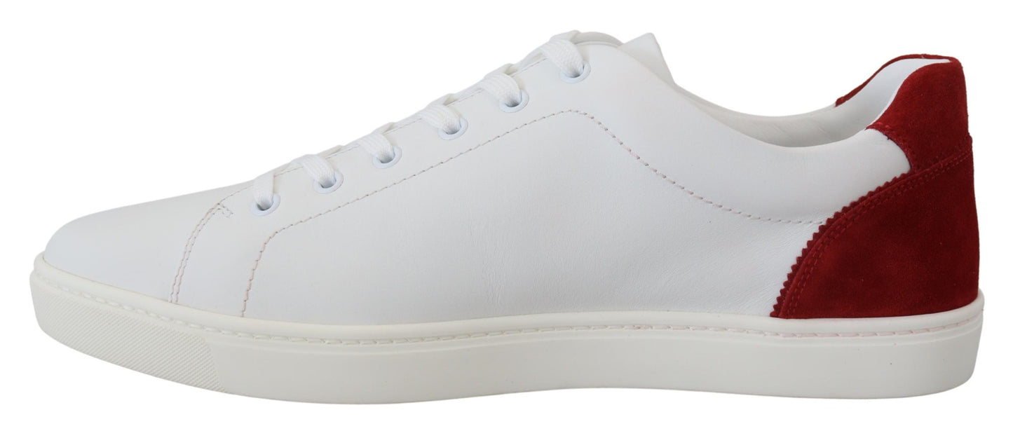 Weiß Rot Leder Low Top Herren Schuhe Turnschuhe