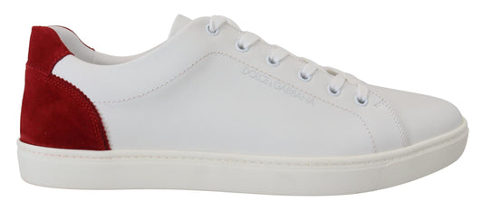 Weiß Rot Leder Low Top Herren Schuhe Turnschuhe