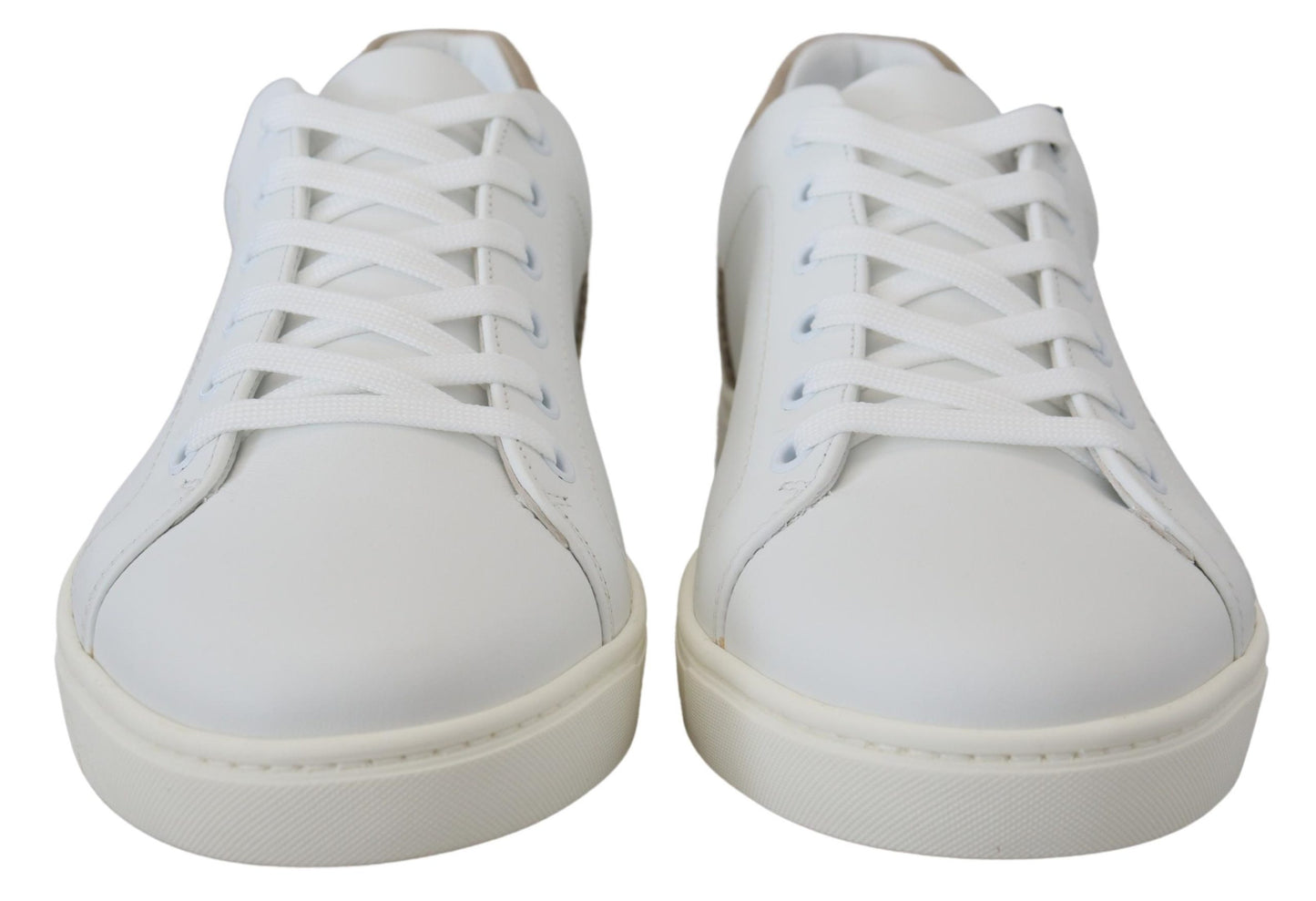 Weiß Beige Leder Low Top Sneakers Schuhe