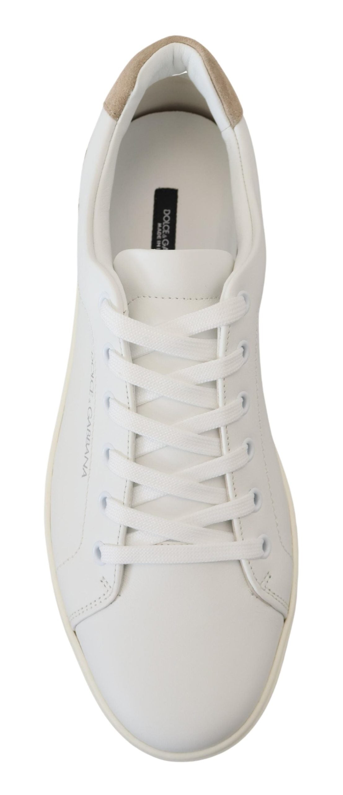 Weiß Beige Leder Low Top Sneakers Schuhe