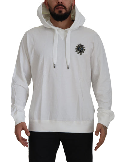Weißes Baumwoll-Sweatshirt mit Kapuze Pullover
