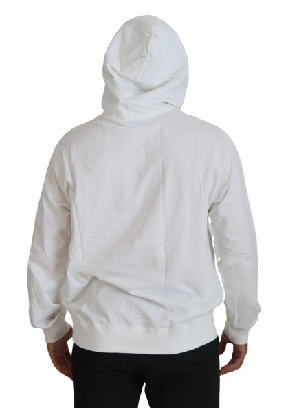 Weißes Baumwoll-Sweatshirt mit Kapuze Pullover