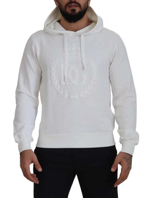 Weißes Baumwoll-Logo-Sweatshirt mit Kapuze Pullover