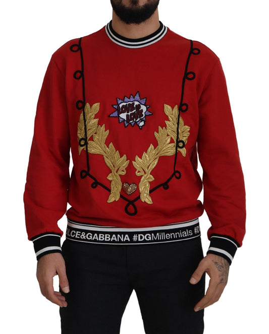 Roter Pailletten-Pullover aus Baumwolle