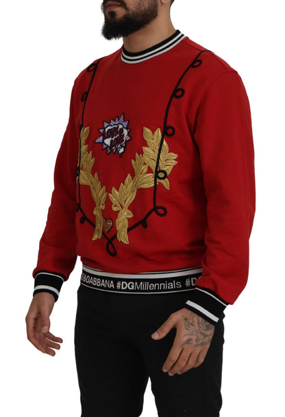 Roter Pailletten-Pullover aus Baumwolle