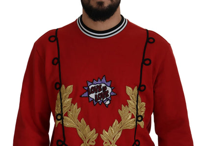 Roter Pailletten-Pullover aus Baumwolle