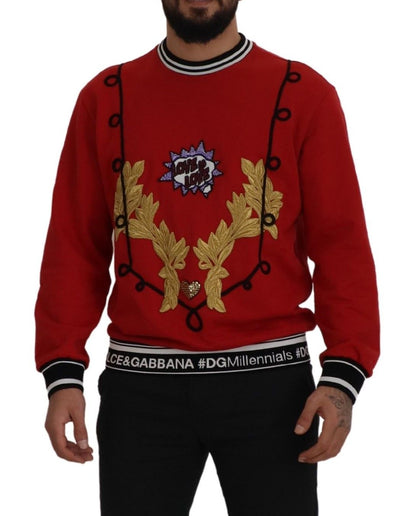 Roter Pailletten-Pullover aus Baumwolle