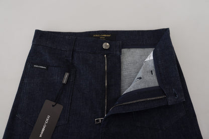 Blaue Denim-Jeans mit Blumendruck