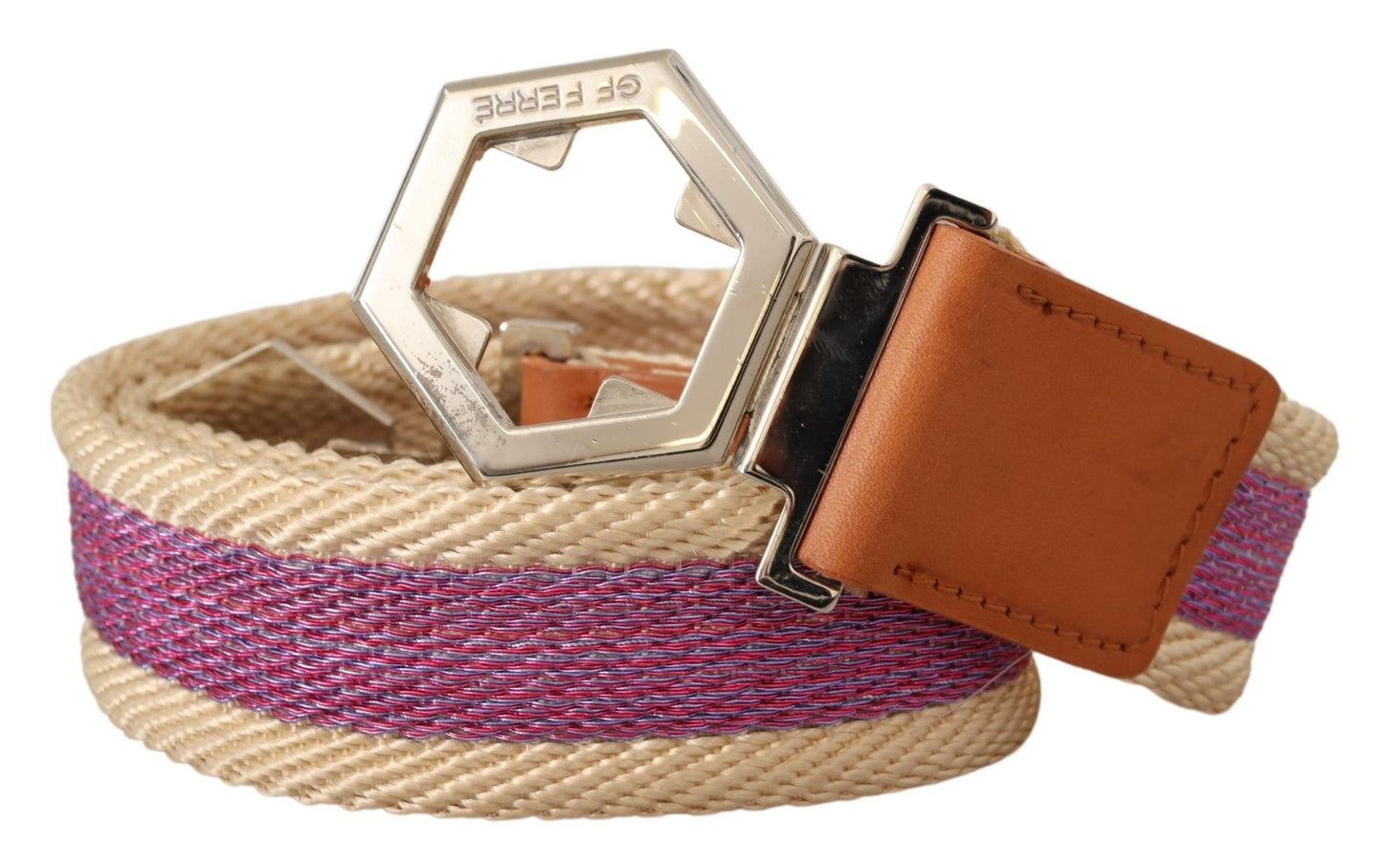 Multicolor Leder Silber Sechseck Logo Schnalle Gürtel