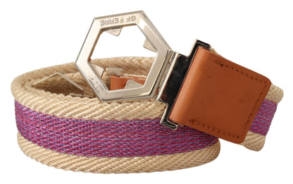 Multicolor Leder Silber Sechseck Logo Schnalle Gürtel