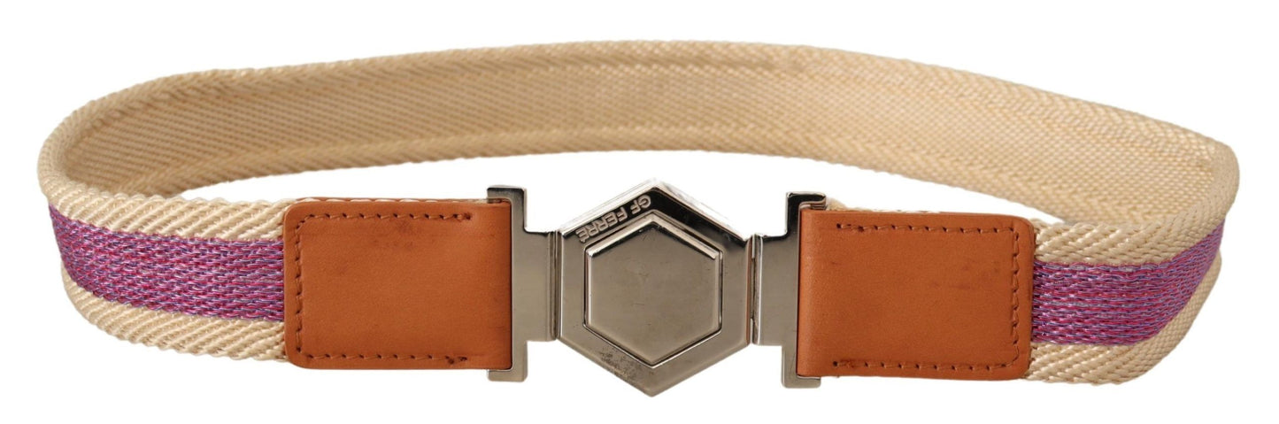Multicolor Leder Silber Sechseck Logo Schnalle Gürtel