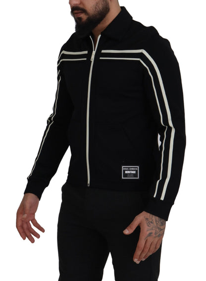 Schwarzer Nylon Cardigan mit durchgehendem Reißverschluss Logo Pullover