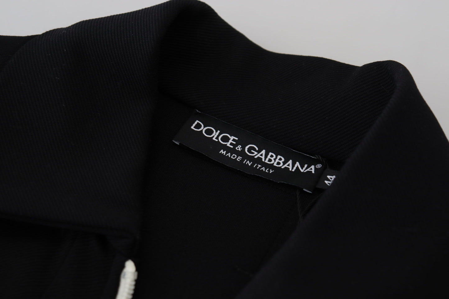 Schwarzer Nylon Cardigan mit durchgehendem Reißverschluss Logo Pullover