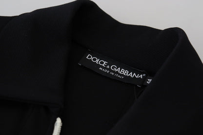 Schwarzer Nylon Cardigan mit durchgehendem Reißverschluss Logo Pullover