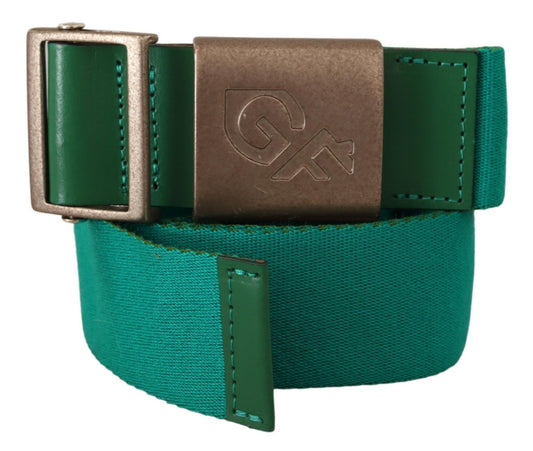 Grüner Baumwollgürtel mit silberner Logo-Metallschnalle