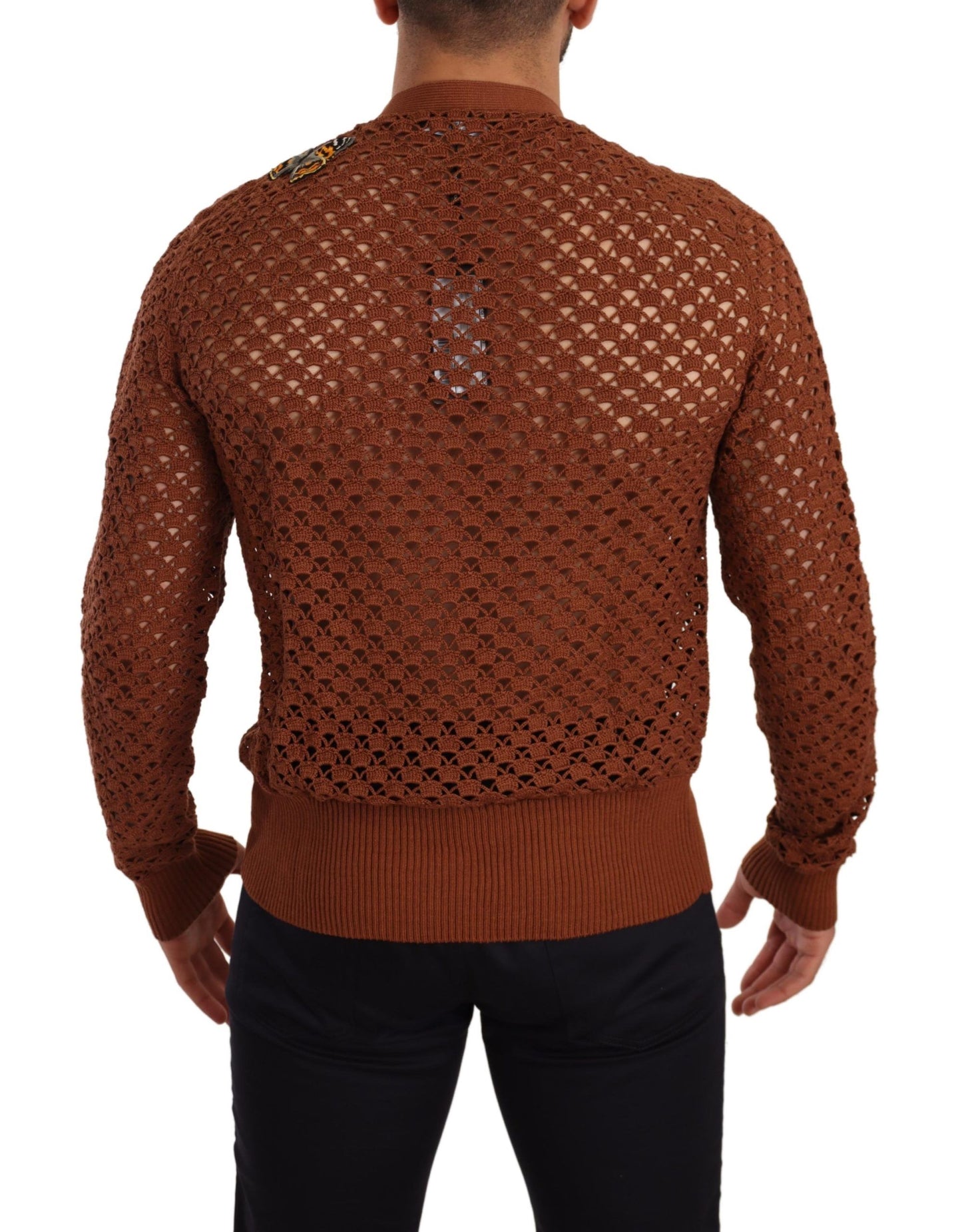 Brauner Leopard-Schmetterling-Strickpullover