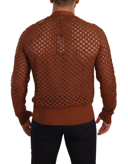 Brauner Leopard-Schmetterling-Strickpullover