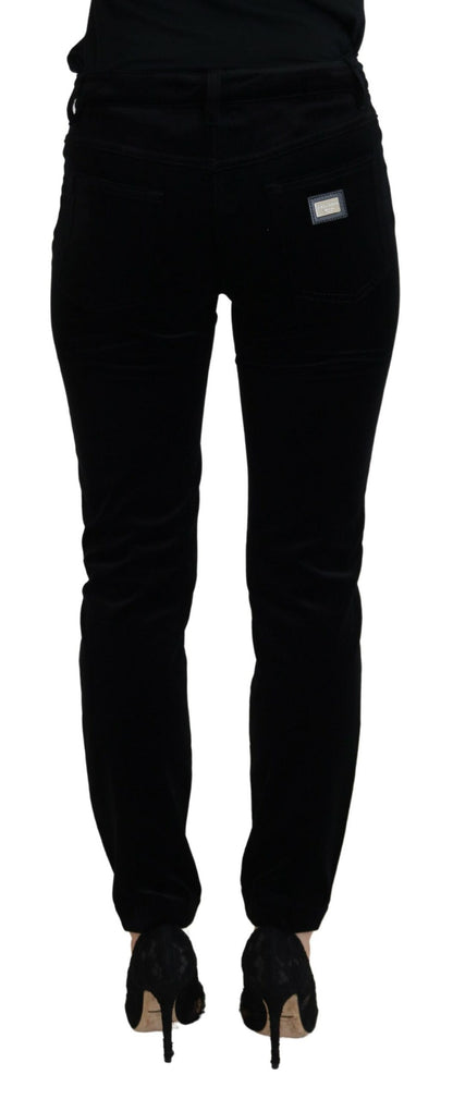 Schwarze Skinny Denim-Jeans aus Baumwolle mit mittlerer Taille