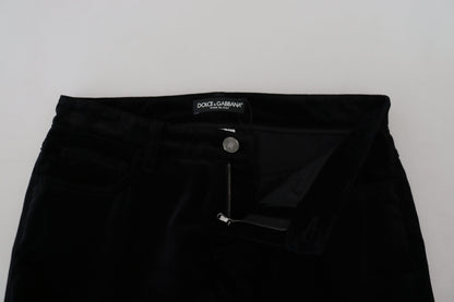 Schwarze Skinny Denim-Jeans aus Baumwolle mit mittlerer Taille