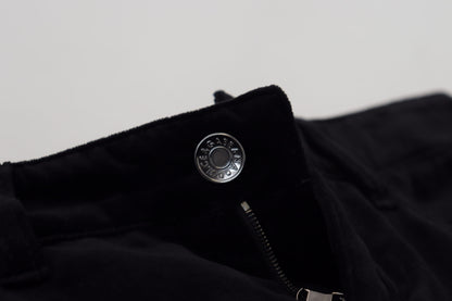 Schwarze Skinny Denim-Jeans aus Baumwolle mit mittlerer Taille