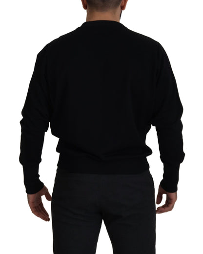Schwarzes Baumwoll-Sweatshirt mit Rundhalsausschnitt Pullover