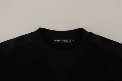 Schwarzes Baumwoll-Sweatshirt mit Rundhalsausschnitt Pullover