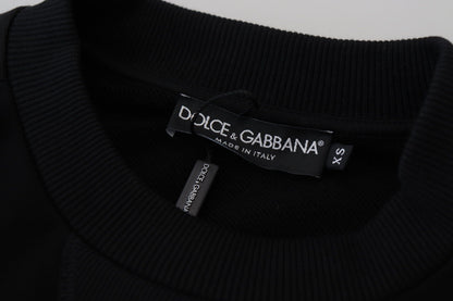 Schwarzes Baumwoll-Sweatshirt mit Rundhalsausschnitt Pullover