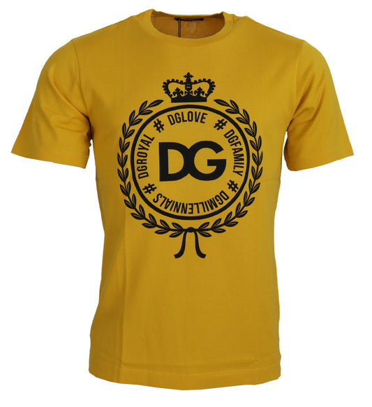 Gelbes Kurzarm-T-Shirt aus dunkler Baumwolle