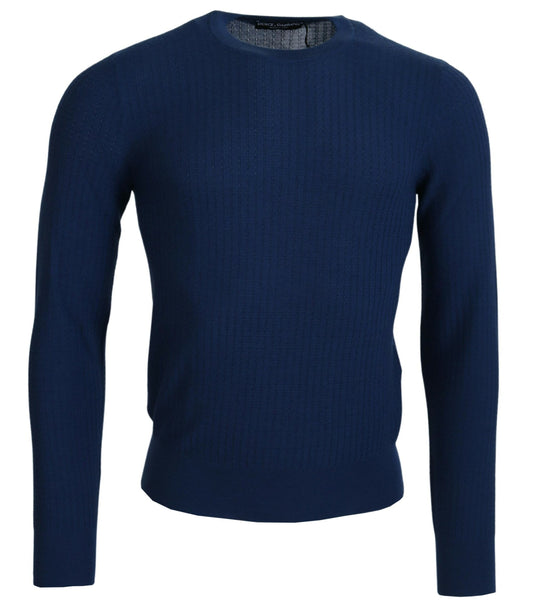Blauer Kaschmirpullover mit Rundhalsausschnitt
