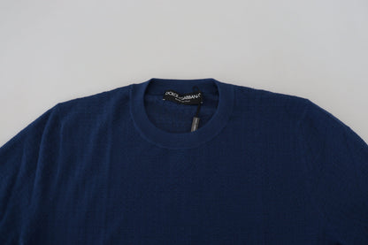 Blauer Kaschmirpullover mit Rundhalsausschnitt