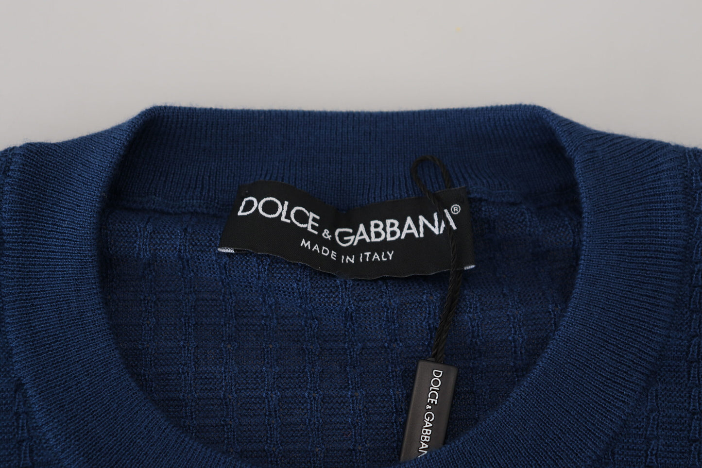 Blauer Kaschmirpullover mit Rundhalsausschnitt