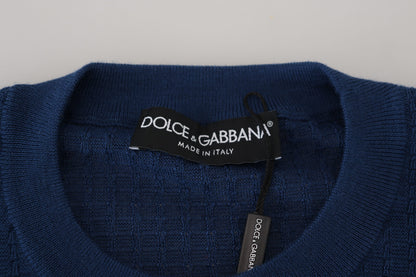Blauer Kaschmirpullover mit Rundhalsausschnitt