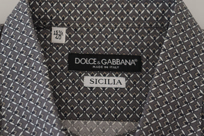 Graues gemustertes SICILIA Langarmhemd
