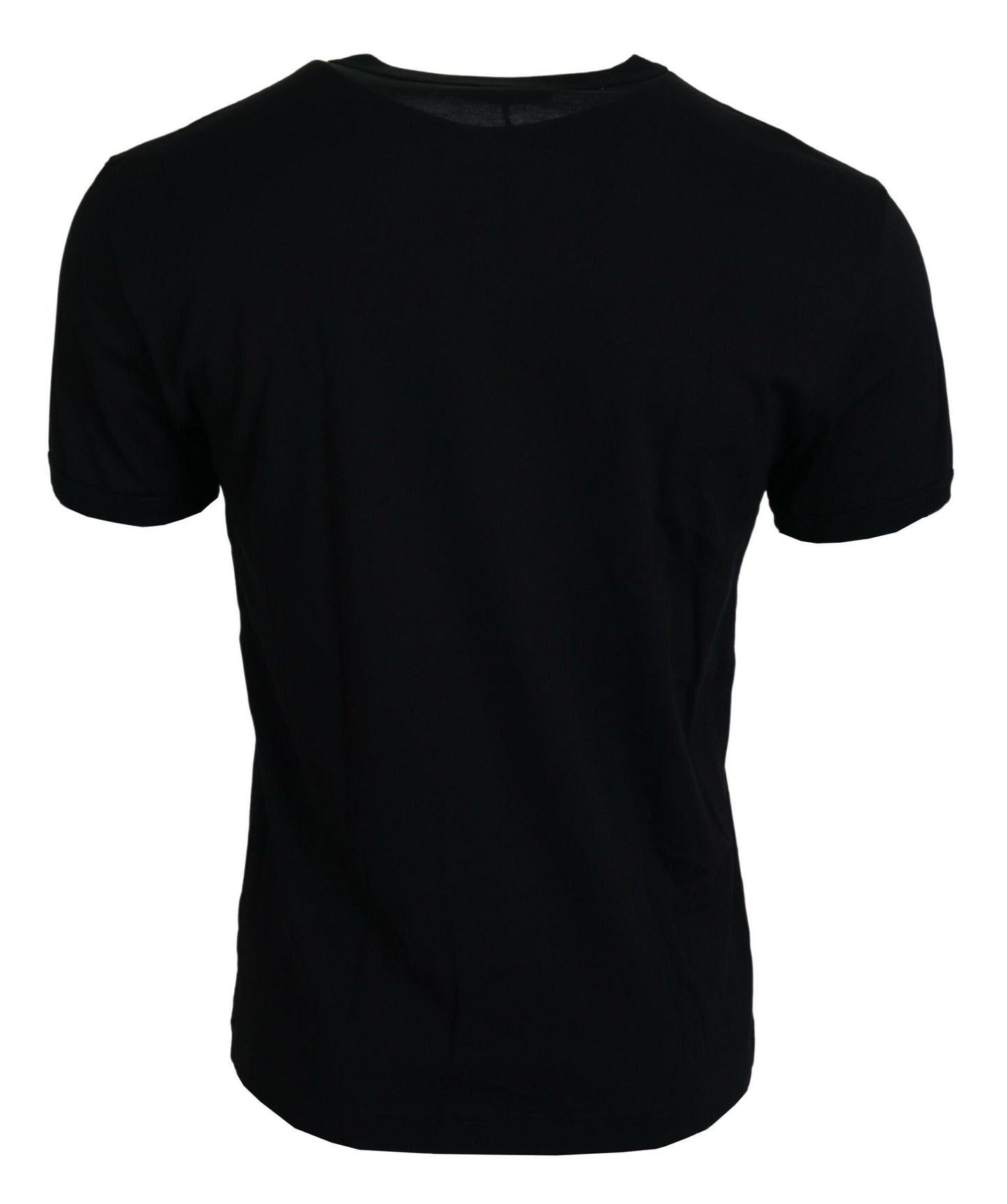 Schwarzes #DGFAMILY Baumwoll-T-Shirt mit kurzen Ärmeln