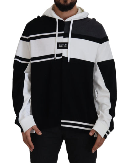 Schwarz Weiß Wolle Kapuzenpullover Pullover